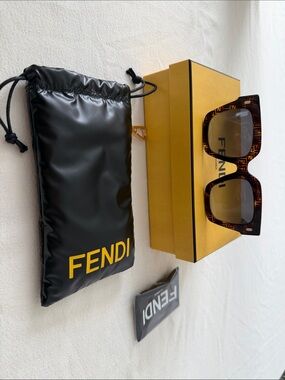 Fendi Brown Tortoise Monogram Square Sunglasses